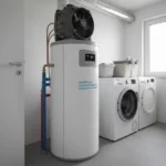 ballon d'eau chaude thermodynamique dans la buanderie d'une maison par TST Énergie dans le Var