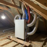 vmc (ventilation mécanique contrôlée) dans un grenier d'une maison par TST Énergie dans le Var