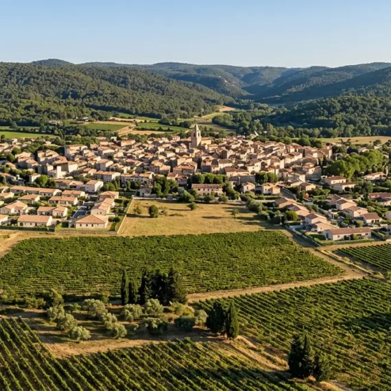 vue du dessus ville de Cuers dans le Var où l'on voit les toit pour la pose de panneaux solaires par TST Energie